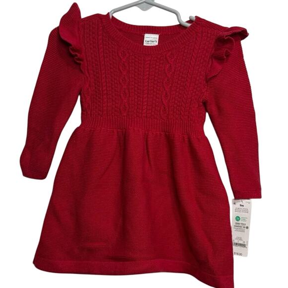 Carter’s 9 Months Red Knit Holiday Dress - Picture 1 of 2
